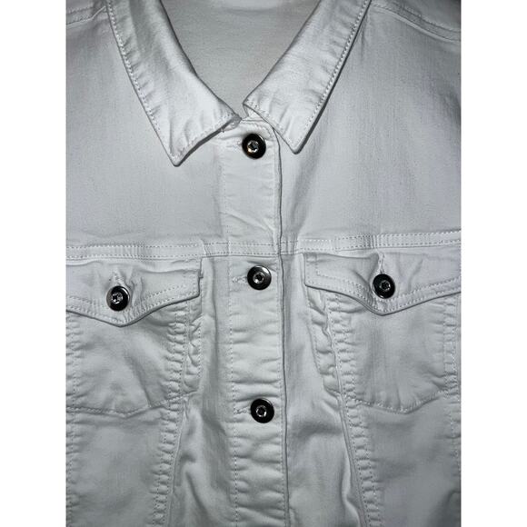 Quacker Factory Jean Jacket Womens Large Dream Jeannes White Stretch Denim QVC - Picture 3 of 8
